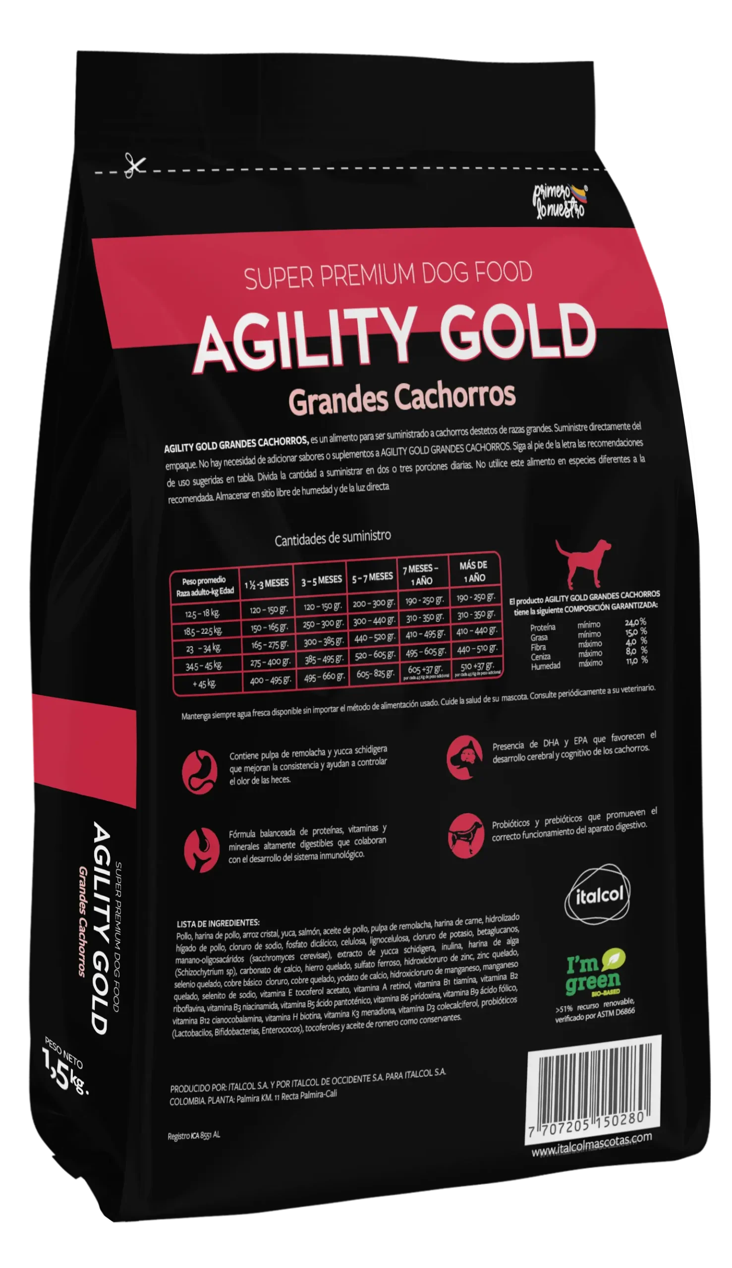agility gold grandes cachorros reverso