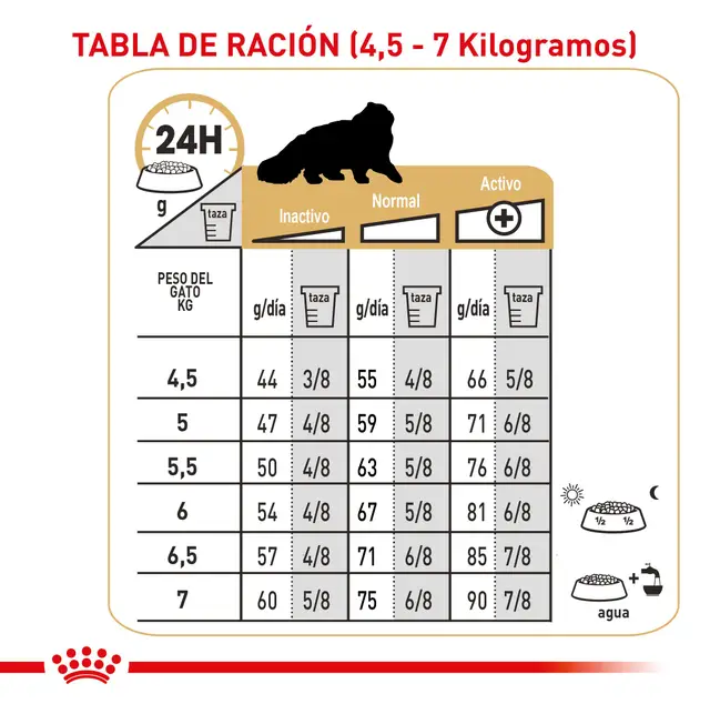 Royal Canin persian adult en pasto tabla de racion