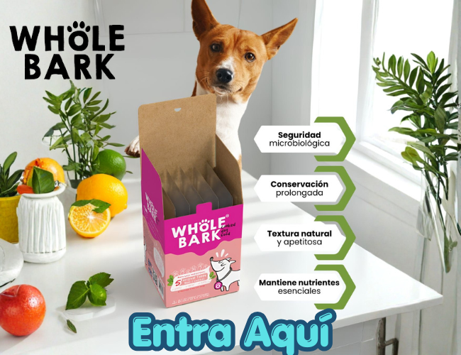 Whole bark alimento natural para perro en pasto